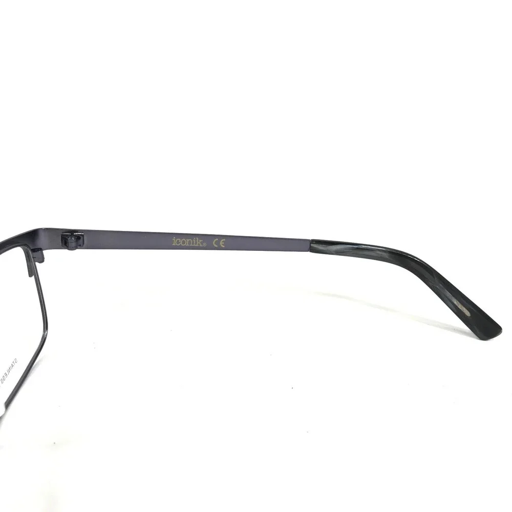 Iconik Eyeglasses Frames Miles C01 Black Grey Rectangular Full Rim 53-19-140